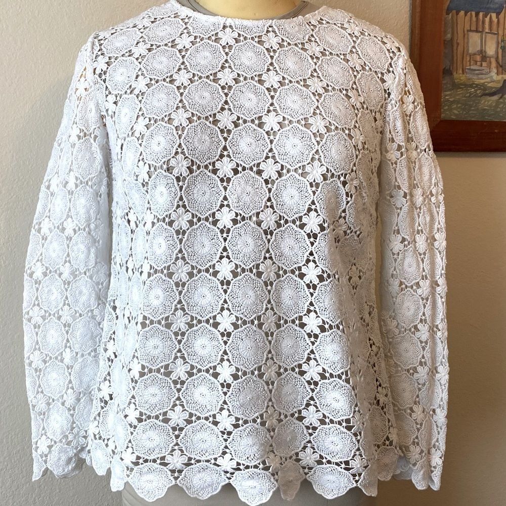BODEN  Cotton Scalloped Hem Top